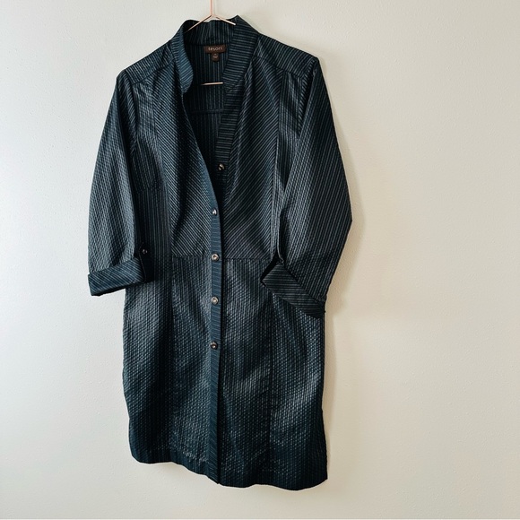 Tesori black striped long sleeve button down tunic dress - Picture 8 of 10